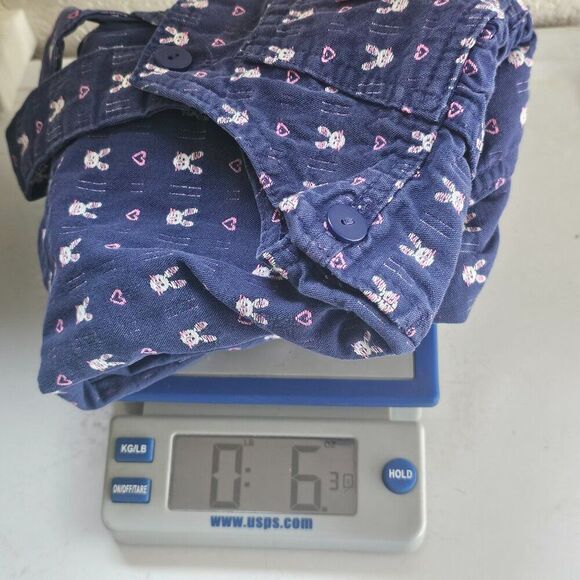 OshKosh B'gosh Girl 18 Months Vestbak Denim Overalls Bunny Rabbit Hearts Vintage - Picture 11 of 13